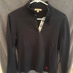 Burberry Black Polo with Signature Plaid Detail